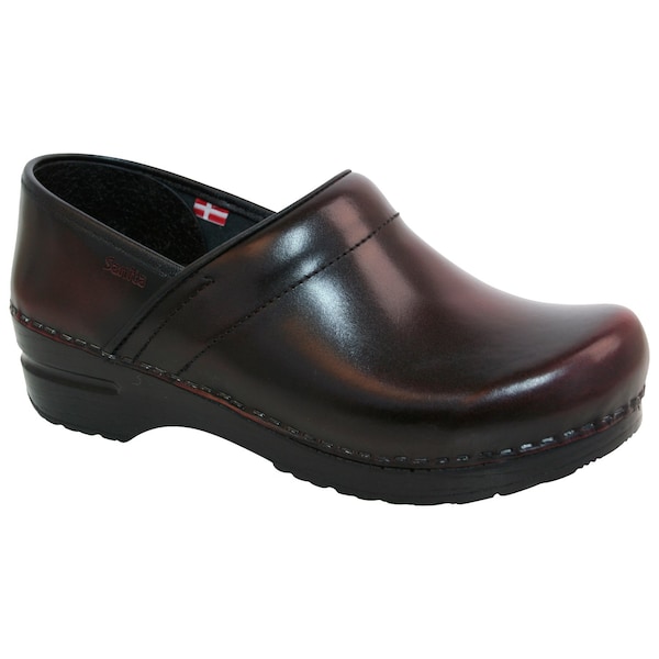 Men's Closed Back Clog, Cabrio leather Upper, Polyurethane Outsole, Bordeaux, Size 10.5-11 M